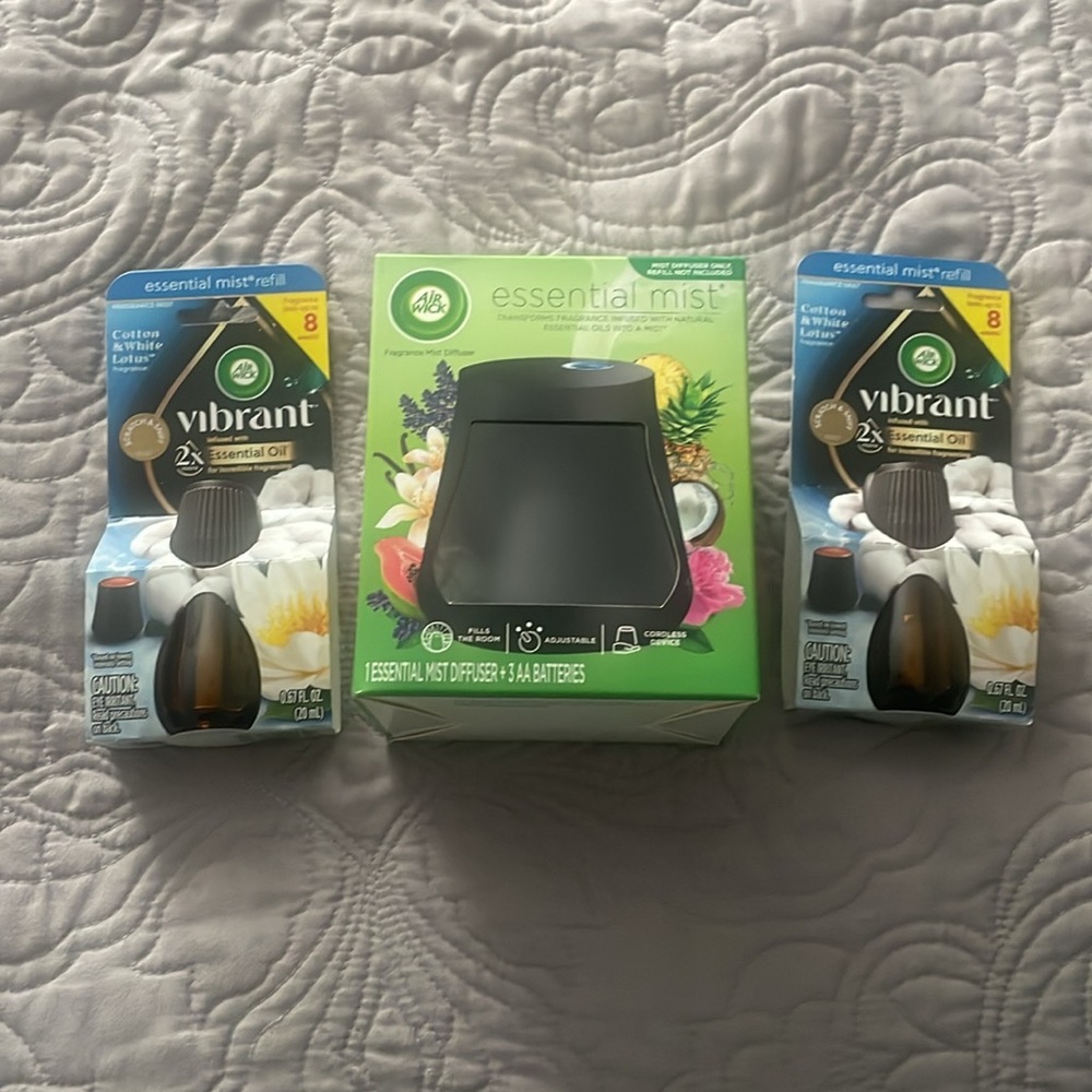 New Air Wick Essential Mist Diffuser + 2 mist refill Bundle Set - Picture 8 of 12